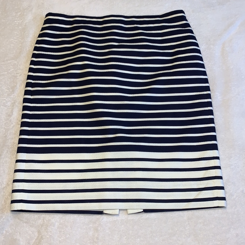 J. Crew navy & cream striped pencil skirt size 12